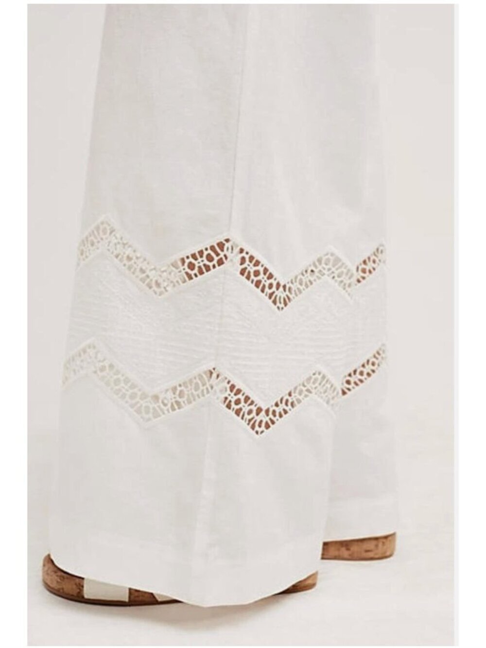 ANTHROPOLOGIE OPENWORK WIDE-LEG WHITE TROUSERS W Crochet Detail 12 - Picture 9 of 10